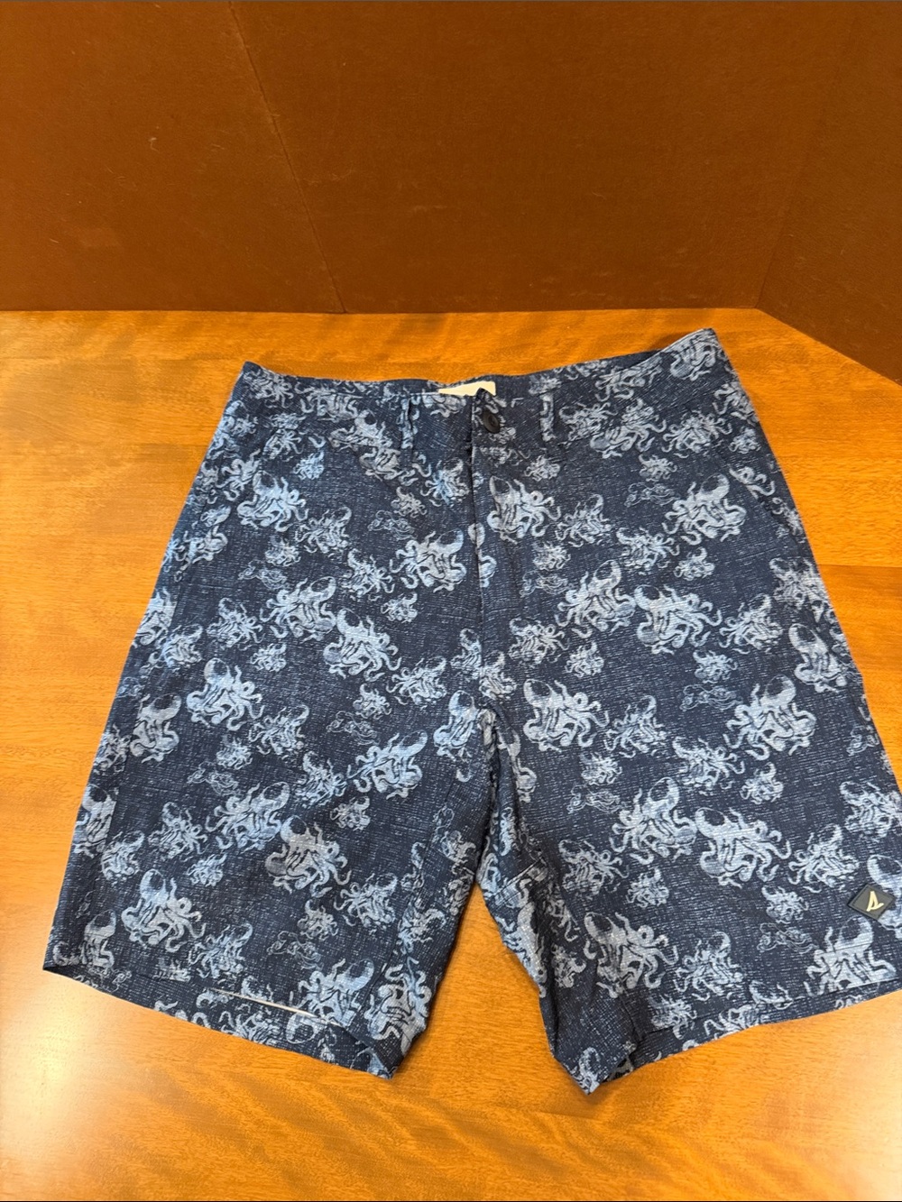 Sperry Navy Octopus Print Flat Front Men's Shorts